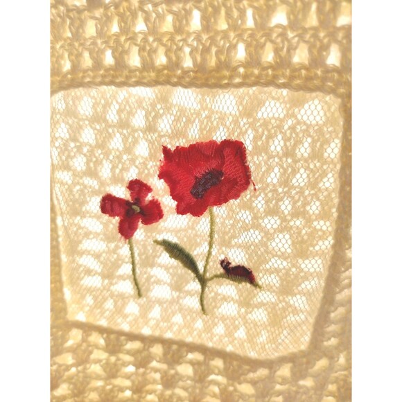 Teddi Cardigan Short-sleeve Crochet Embroidered Ivory Sweater Overlay 3X - Picture 7 of 11